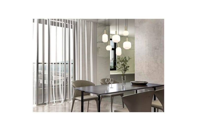 Pendel TRIO Diva 6-dele, Matmessing/hvid - 6-dele, Matmessing/hvid - Belysning - Lamper & indendørsbelysning - Loftlampe - Pendellamper & hængelamper