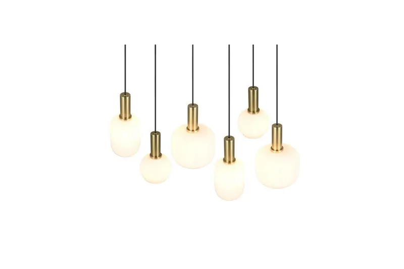 Pendel TRIO Diva 6-dele, Matmessing/hvid - 6-dele, Matmessing/hvid - Belysning - Lamper & indendørsbelysning - Loftlampe - Pendellamper & hængelamper