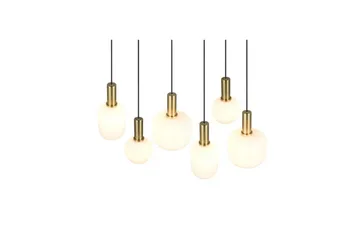 Pendel TRIO Diva 6-dele, Matmessing/hvid - 6-dele, Matmessing/hvid - Belysning - Lamper & indendørsbelysning - Loftlampe - Pendellamper & hængelamper