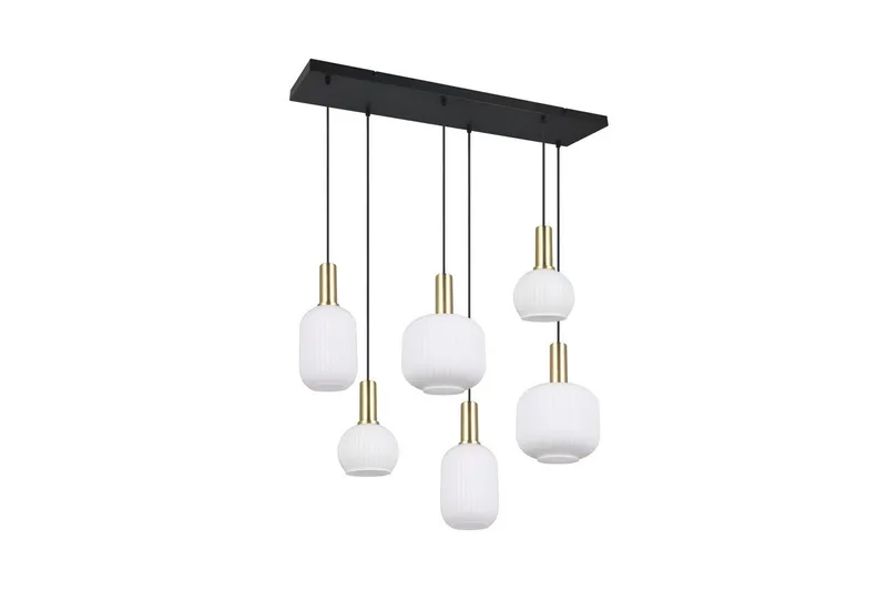 Pendel TRIO Diva 6-dele, Matmessing/hvid - 6-dele, Matmessing/hvid - Belysning - Lamper & indendørsbelysning - Loftlampe - Pendellamper & hængelamper