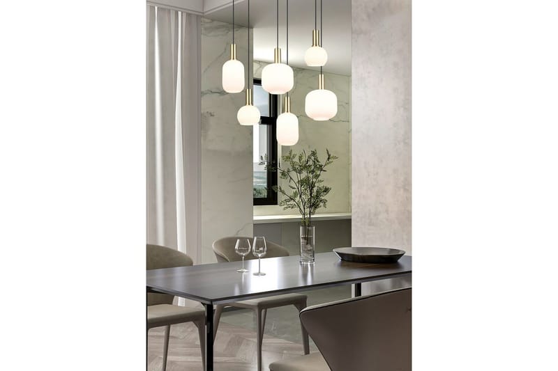 Pendel TRIO Diva 6-dele, Matmessing/hvid - 6-dele, Matmessing/hvid - Belysning - Lamper & indendørsbelysning - Loftlampe - Pendellamper & hængelamper
