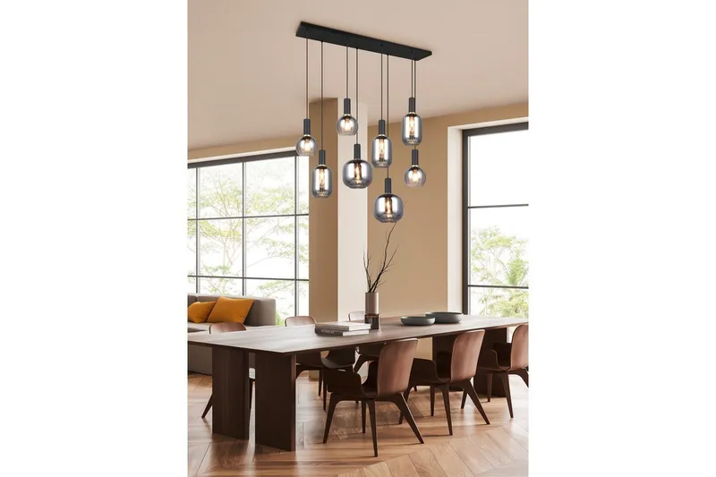 Pendel TRIO Diva 8-delt, Mat sort/krom - 8-delt, Mat sort/krom - Belysning - Lamper & indendørsbelysning - Loftlampe - Pendellamper & hængelamper