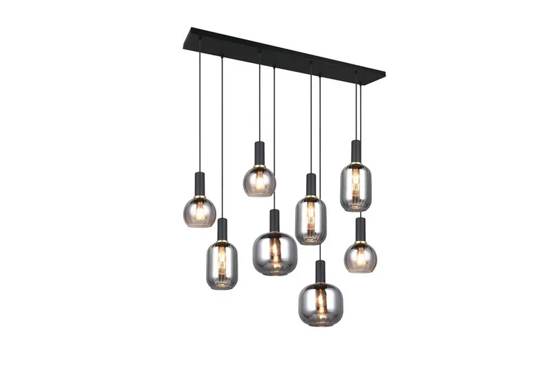 Pendel TRIO Diva 8-delt, Mat sort/krom, 8-delt, Mat sort/krom