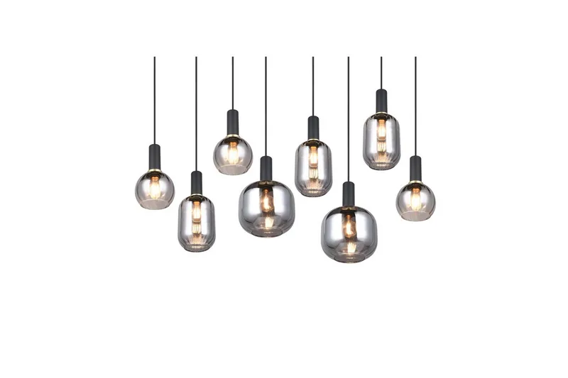 Pendel TRIO Diva 8-delt, Mat sort/krom - 8-delt, Mat sort/krom - Belysning - Lamper & indendørsbelysning - Loftlampe - Pendellamper & hængelamper
