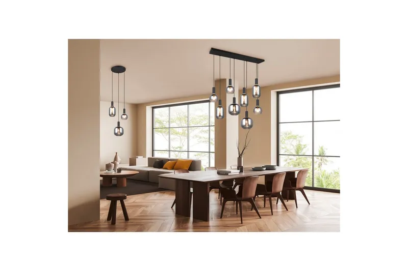 Pendel TRIO Diva 8-delt, Mat sort/krom - 8-delt, Mat sort/krom - Belysning - Lamper & indendørsbelysning - Loftlampe - Pendellamper & hængelamper