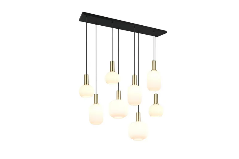 Pendel TRIO Diva 8-delt, Matmessing/hvid - 8-delt, Matmessing/hvid - Belysning - Lamper & indendørsbelysning - Loftlampe - Pendellamper & hængelamper