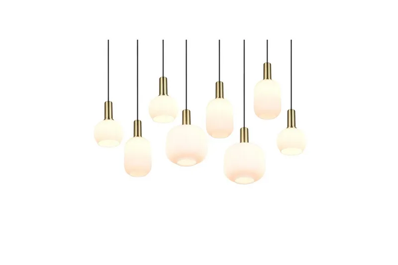 Pendel TRIO Diva 8-delt, Matmessing/hvid - 8-delt, Matmessing/hvid - Belysning - Lamper & indendørsbelysning - Loftlampe - Pendellamper & hængelamper