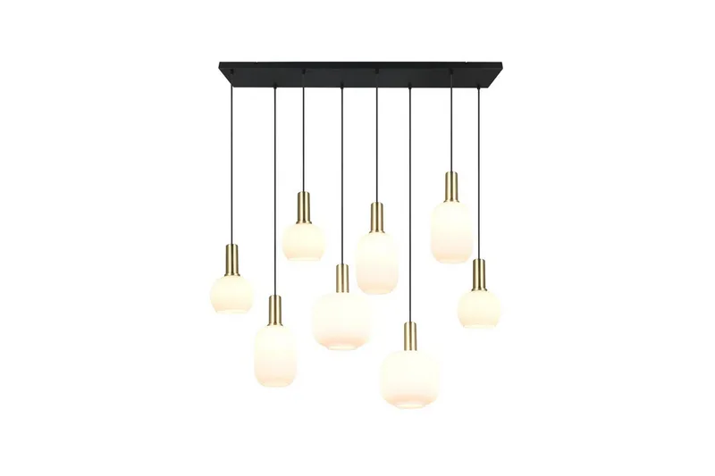 Pendel TRIO Diva 8-delt, Matmessing/hvid - 8-delt, Matmessing/hvid - Belysning - Lamper & indendørsbelysning - Loftlampe - Pendellamper & hængelamper