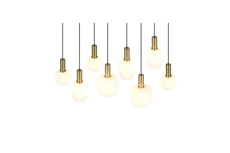 Pendel TRIO Diva 8-delt, Matmessing/hvid - 8-delt, Matmessing/hvid - Belysning - Lamper & indendørsbelysning - Loftlampe - Pendellamper & hængelamper