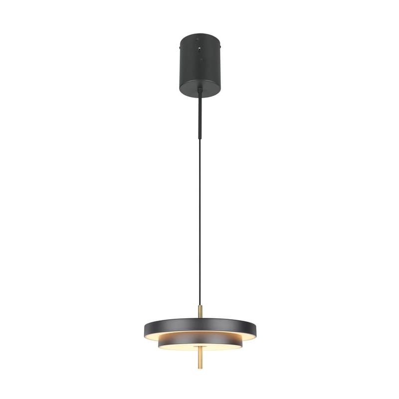 Pendel TRIO Keaton, 1 lampe 40 cm, matsort/messing