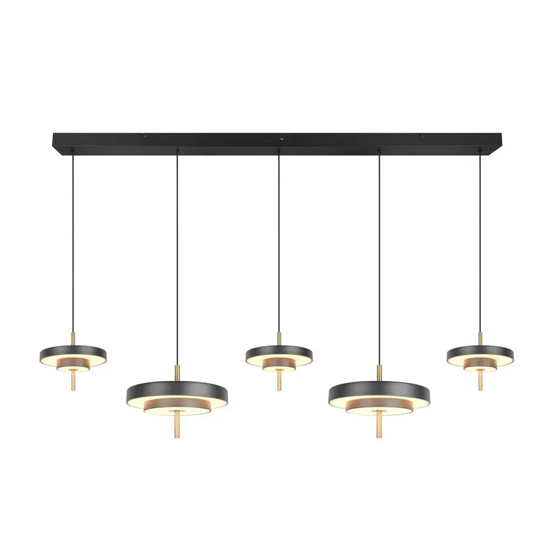 Pendel TRIO Keaton - 5 lamper, Mat sort/Messing - Belysning - Lamper & indendørsbelysning - Loftlampe - Pendellamper & hængelamper