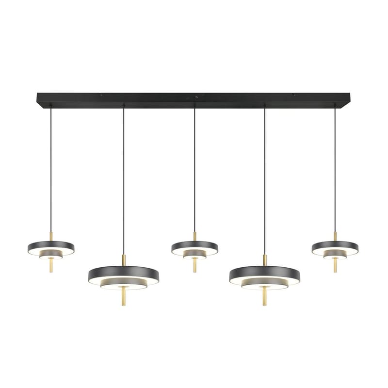 Pendel TRIO Keaton - 5 lamper, Mat sort/Messing - Belysning - Lamper & indendørsbelysning - Loftlampe - Pendellamper & hængelamper