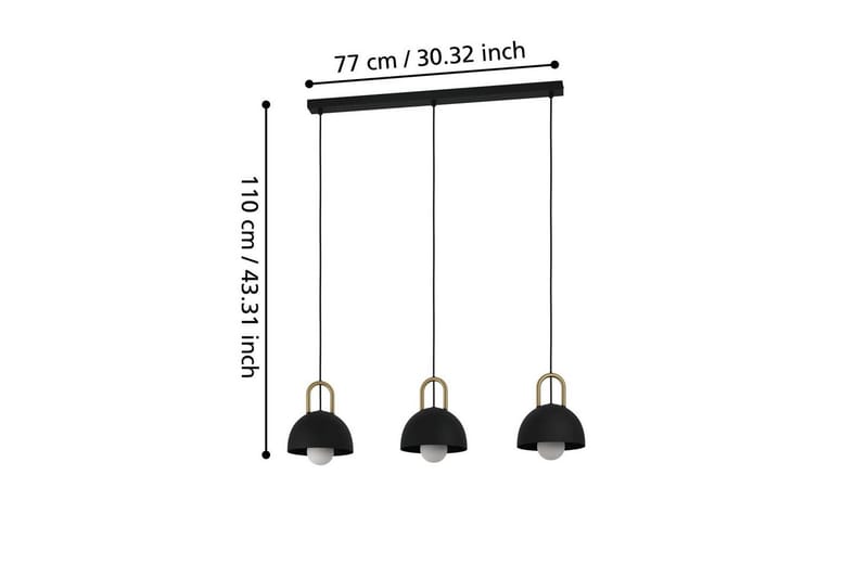 Pendellampe Eglo Calmanera med 3 Lyskilder Sort, Messing - Sort/Messing - Belysning - Lamper & indendørsbelysning - Loftlampe - Pendellamper & hængelamper