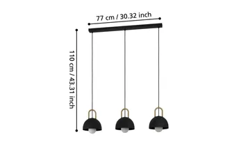 Pendellampe Eglo Calmanera med 3 Lyskilder Sort, Messing - Sort/Messing - Belysning - Lamper & indendørsbelysning - Loftlampe - Pendellamper & hængelamper