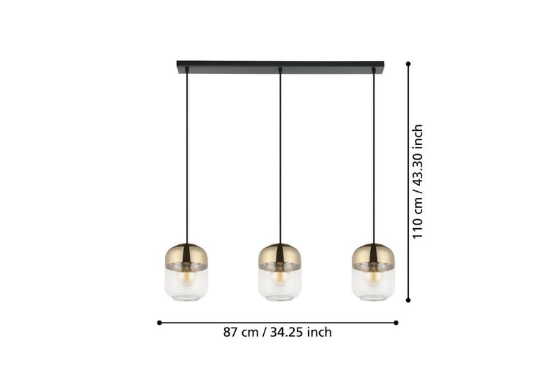 Pendellampe Eglo Maryvilla med 3 Lyskilder - Sort/Bronze/Guld/Gul - Belysning - Lamper & indendørsbelysning - Loftlampe - Pendellamper & hængelamper