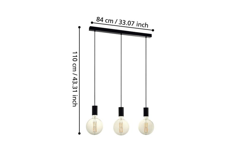 Pendellampe Eglo Pozueta med 3 Lampor - Sort - Belysning - Lamper & indendørsbelysning - Loftlampe - Pendellamper & hængelamper