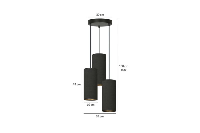Bente 3 Premium pendel Sort - Scandinavian Choice - Loftlampe køkken - Vindueslampe hængende - Vindueslampe - Pendellamper & hængelamper - Soveværelse lampe - Stuelampe