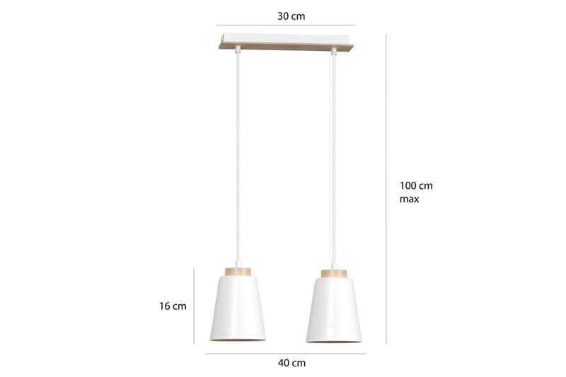 Bolero 2 pendel Hvid - Scandinavian Choice - Loftlampe køkken - Vindueslampe hængende - Vindueslampe - Pendellamper & hængelamper - Soveværelse lampe - Stuelampe
