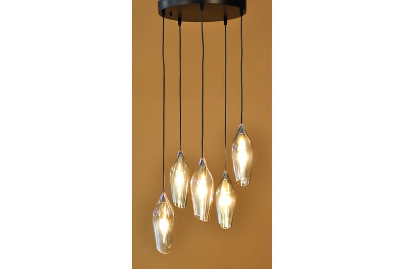 Dalmatia Loftlampe 5 Lys Sort/ Guld / Rav - AG Home & Light - Vindueslampe hængende - Pendellamper & hængelamper - Stuelampe - Vindueslampe - Loftlampe køkken - Soveværelse lampe