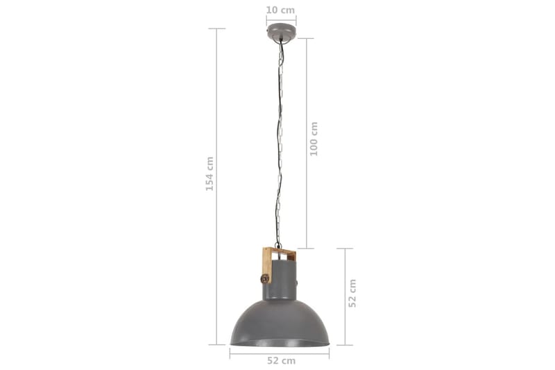 Industriel hængelampe 25 w rund 52 cm e27 mangotræ grå - Grå - Loftlampe køkken - Vindueslampe hængende - Vindueslampe - Pendellamper & hængelamper - Soveværelse lampe - Stuelampe