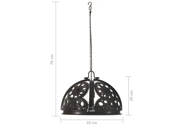 Industriel Loftlampe Med Kæde og Hjul 45 cm E27 - Sort - Loftlampe køkken - Vindueslampe hængende - Vindueslampe - Pendellamper & hængelamper - Soveværelse lampe - Stuelampe