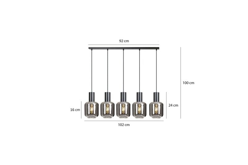 Ingvar 5 pendel Sort - Scandinavian Choice - Loftlampe køkken - Vindueslampe hængende - Vindueslampe - Pendellamper & hængelamper - Soveværelse lampe - Stuelampe