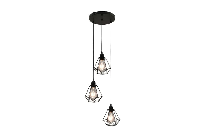 Loftlampe Med Diamantdesign 3 X E27-Pærer Sort - Sort - Loftlampe køkken - Vindueslampe hængende - Vindueslampe - Pendellamper & hængelamper - Soveværelse lampe - Stuelampe