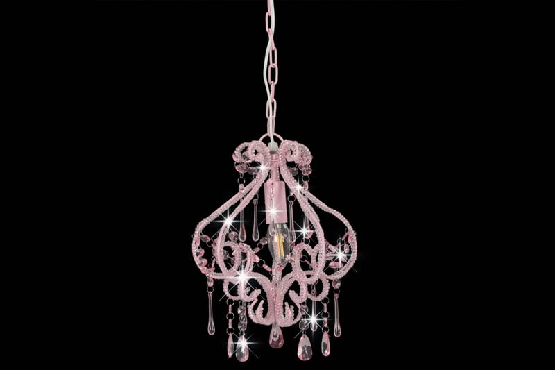 Loftlampe Med Perler Rund E14 Pink - Lyserød - Loftlampe køkken - Vindueslampe hængende - Vindueslampe - Pendellamper & hængelamper - Soveværelse lampe - Stuelampe