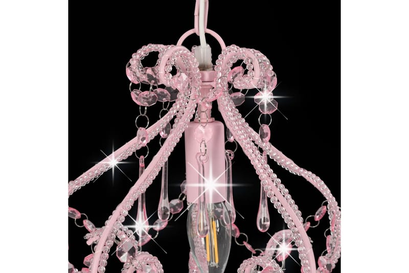 Loftlampe Med Perler Rund E14 Pink - Lyserød - Loftlampe køkken - Vindueslampe hængende - Vindueslampe - Pendellamper & hængelamper - Soveværelse lampe - Stuelampe