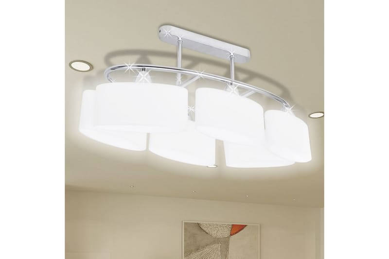 Loftslampe Ellipseformede Glasskærme 6 E14-Pærer - Hvid - Belysning - Lamper & indendørsbelysning - Loftlampe - Pendellamper & hængelamper