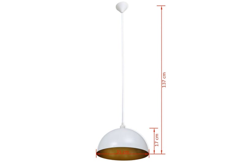 Loftslampe Halvkugle 2 Stk. Højdejusterbar Hvid - Hvid - Loftlampe køkken - Vindueslampe hængende - Vindueslampe - Pendellamper & hængelamper - Soveværelse lampe - Stuelampe