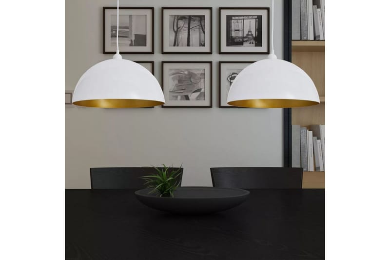 Loftslampe Halvkugle 2 Stk. Højdejusterbar Hvid - Hvid - Belysning - Lamper & indendørsbelysning - Loftlampe - Pendellamper & hængelamper