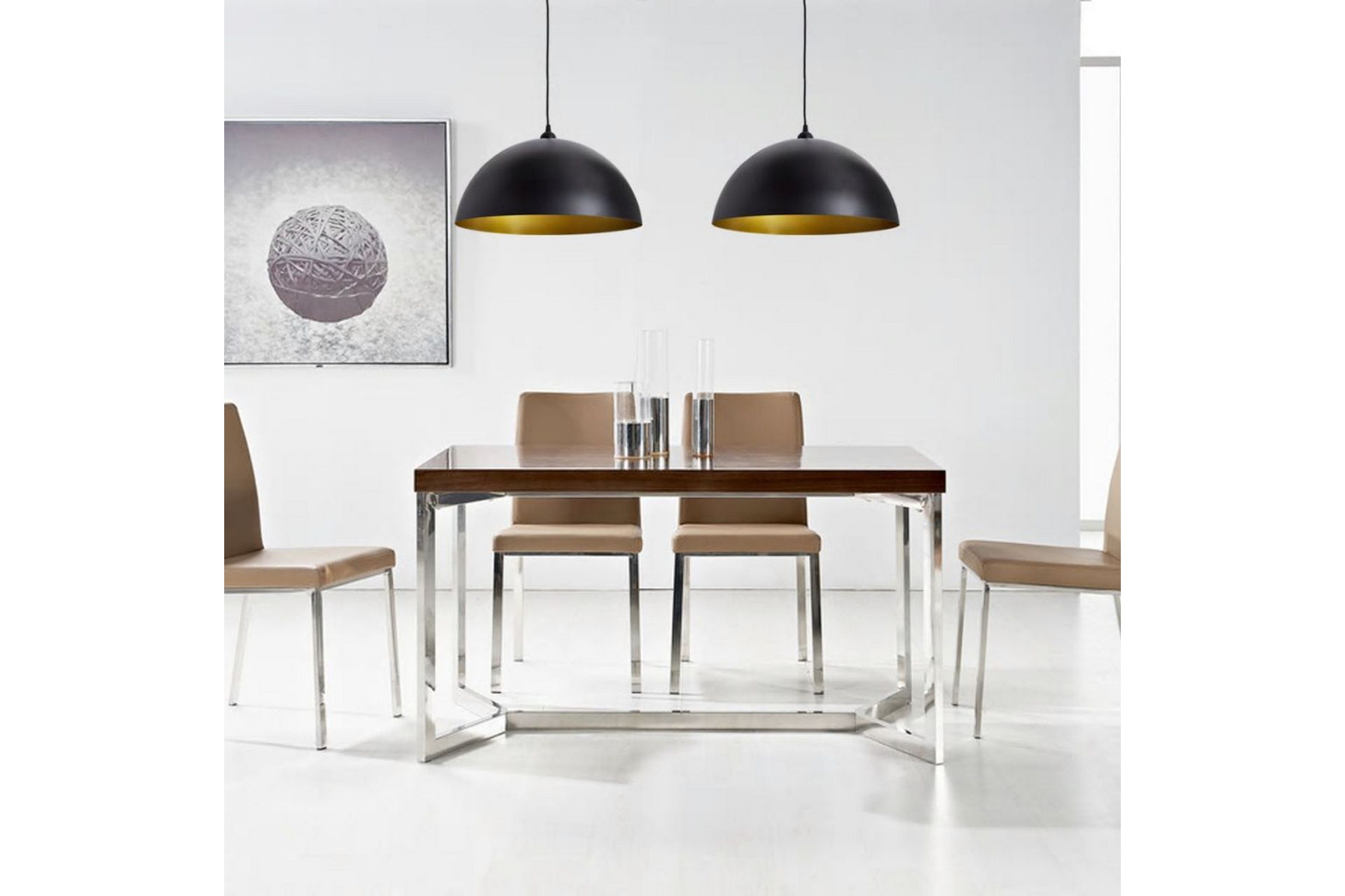 Loftslampe Halvkugle 2 Stk. Højdejusterbar Sort - Sort - Belysning - Lamper & indendørsbelysning - Loftlampe - Pendellamper & hængelamper