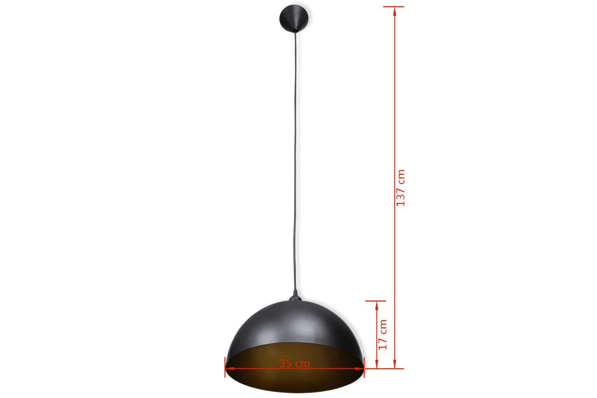 Loftslampe Halvkugle 2 Stk. Højdejusterbar Sort - Sort - Belysning - Lamper & indendørsbelysning - Loftlampe - Pendellamper & hængelamper