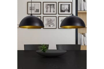 Loftslampe Halvkugle 2 Stk. Højdejusterbar Sort - Sort - Belysning - Lamper & indendørsbelysning - Loftlampe - Pendellamper & hængelamper