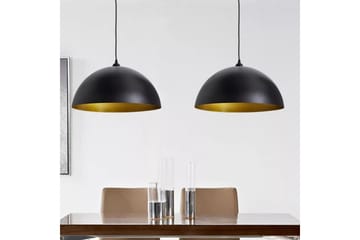 Loftslampe Halvkugle 2 Stk. Højdejusterbar Sort - Sort - Belysning - Lamper & indendørsbelysning - Loftlampe - Pendellamper & hængelamper
