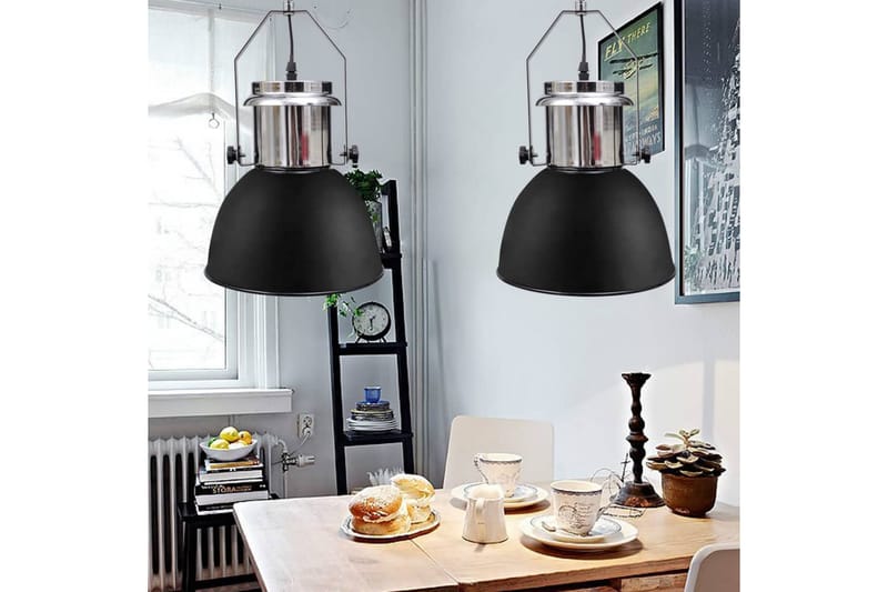 Loftslampe I Metal 2 Stk. Højdejusterbar Moderne Sort - Sort - Loftlampe køkken - Vindueslampe hængende - Vindueslampe - Pendellamper & hængelamper - Soveværelse lampe - Stuelampe