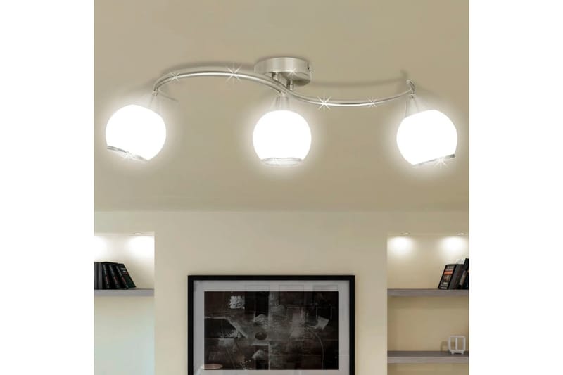 Loftslampe Med Glasskærme Bølget 3 E14 Pærer - Hvid - Plafond - Stuelampe - Soveværelse lampe
