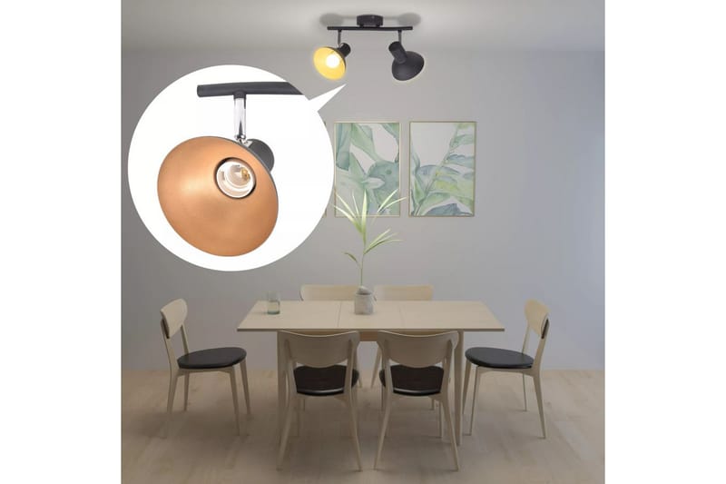 Loftslampe Til 2 Pærer E27 Sort Og Guldfarvet - Flerfarvet - Belysning - Lamper & indendørsbelysning - Loftlampe - Plafond