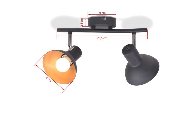 Loftslampe Til 2 Pærer E27 Sort Og Guldfarvet - Flerfarvet - Belysning - Lamper & indendørsbelysning - Loftlampe - Plafond