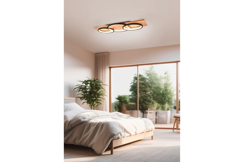 Trio Lighting Barca LED Loftlampe 3L Matsort/Træ - Belysning - Lamper & indendørsbelysning - Loftlampe - Plafond