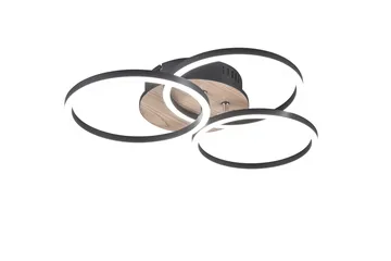 Trio Lighting Circle LED Loftlampe Matsort/Træ - Belysning - Lamper & indendørsbelysning - Loftlampe - Plafond