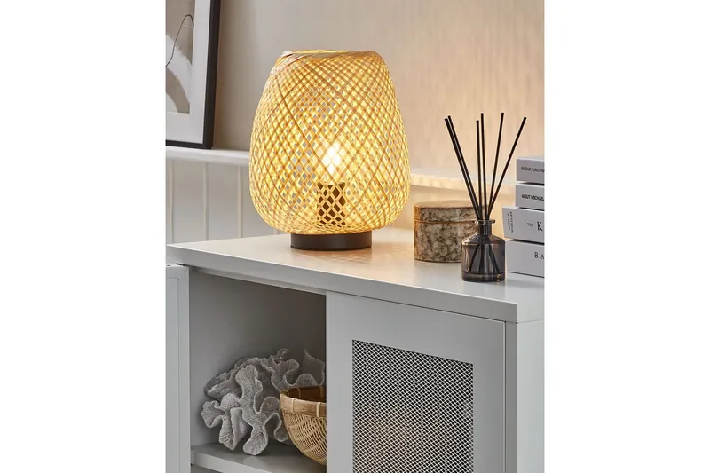 Bomu Bordlampe 30 cm E27 - Lyst træ/Hvid - Belysning - Lamper & indendørsbelysning - Sengelampe - Sengelampe bord