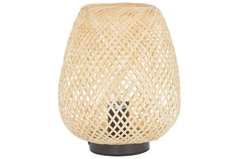 Bomu Bordlampe 30 cm E27, Lyst træ/Hvid