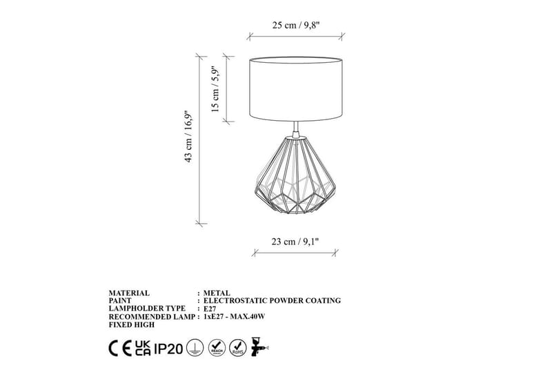 Bordlampe Diamant Hvid / Sort - Hvid / Sort - Belysning - Lamper & indendørsbelysning - Sengelampe - Sengelampe bord
