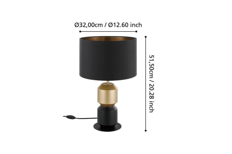 Bordlampe Eglo Laurignano Sort/Guld - Belysning - Lamper & indendørsbelysning - Sengelampe - Sengelampe bord