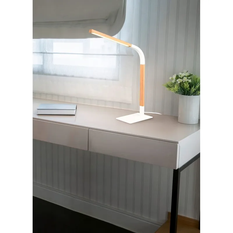 Bordlampe Norris - Mat hvid/træ - Belysning - Lamper & indendørsbelysning - Sengelampe - Sengelampe bord