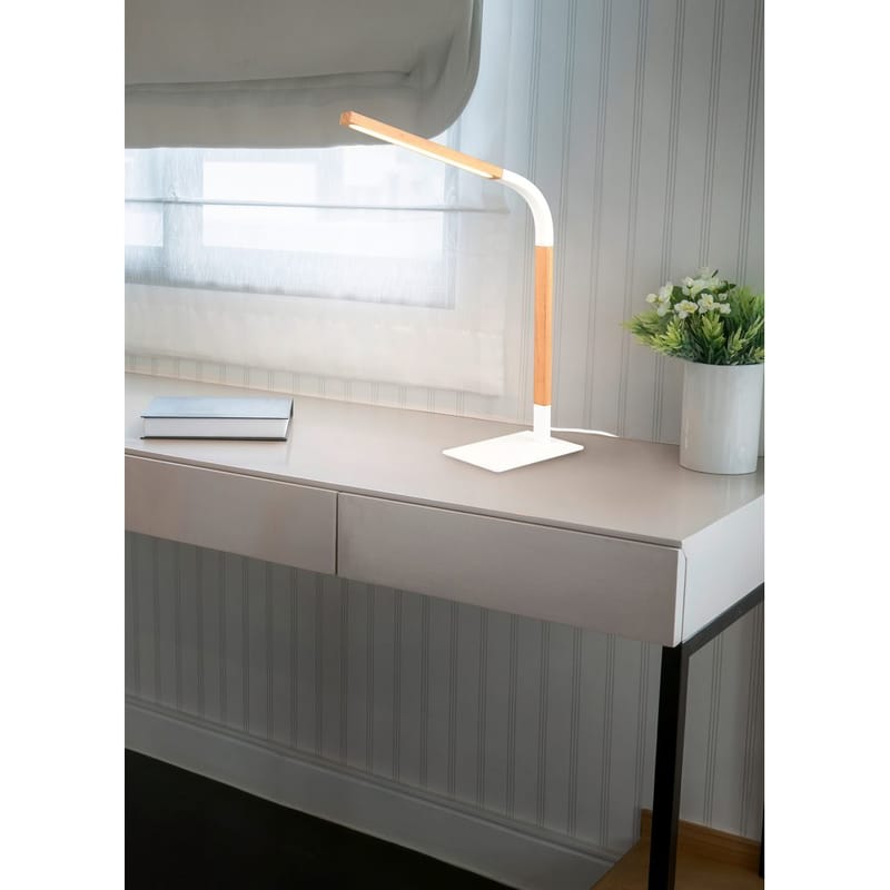 Bordlampe Norris - Mat hvid/træ - Belysning - Lamper & indendørsbelysning - Sengelampe - Sengelampe bord