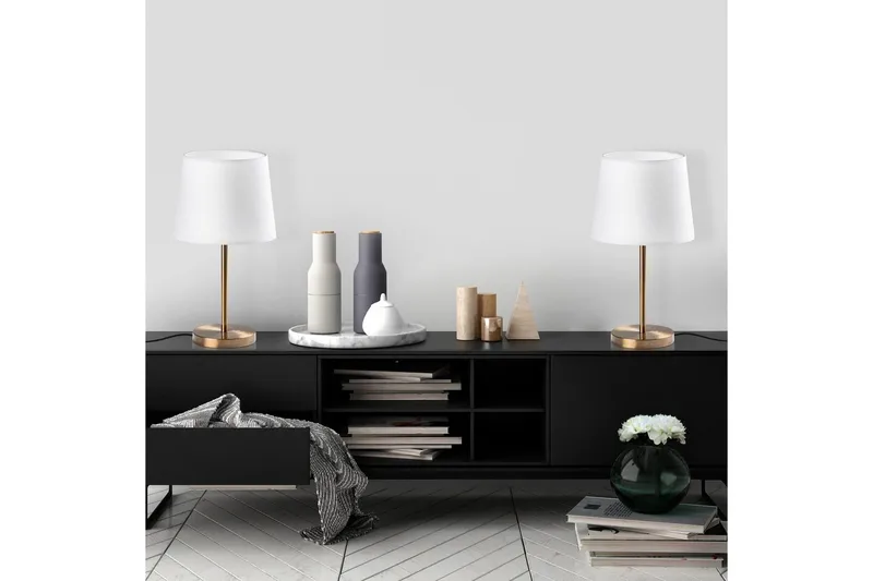 Bordlampe sæt (2 dele) Jaspal Antik / Hvid - Antik / Hvid - Belysning - Lamper & indendørsbelysning - Sengelampe - Sengelampe bord