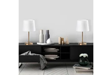 Bordlampe sæt (2 dele) Jaspal Antik / Hvid - Antik / Hvid - Belysning - Lamper & indendørsbelysning - Sengelampe - Sengelampe bord